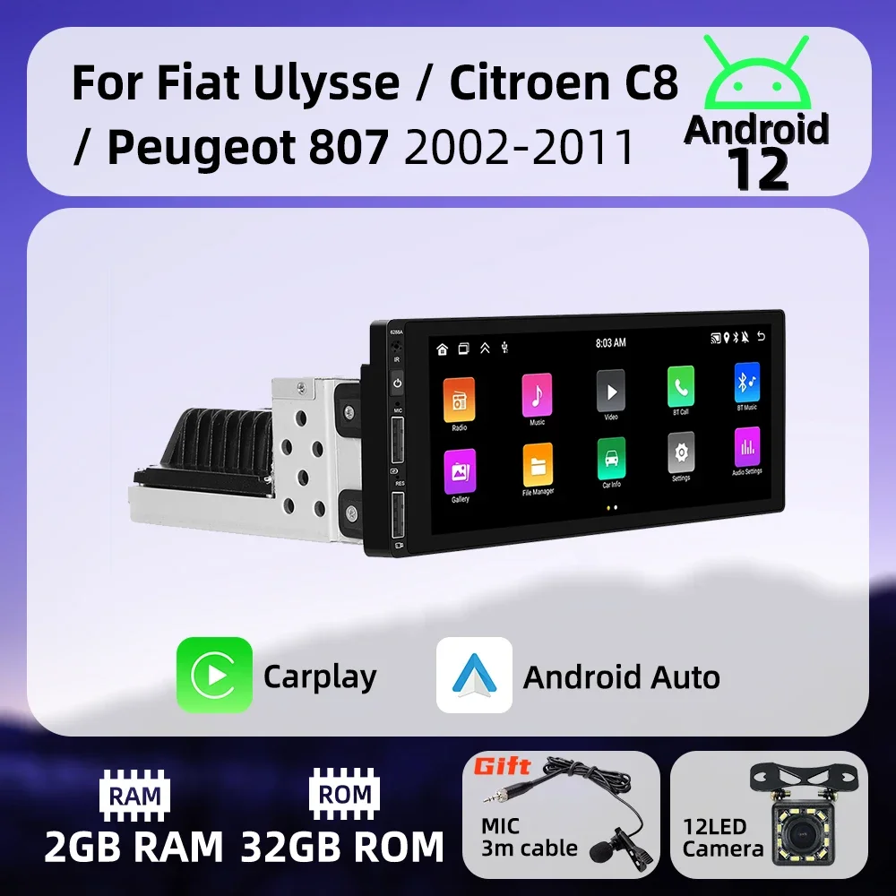 Android Car Multimedia for Fiat ULYSSE Citroen C8 Peugeot 807 2002-2011 6.9 Inch Screen 1 Din Radio Stereo Head Unit Carplay