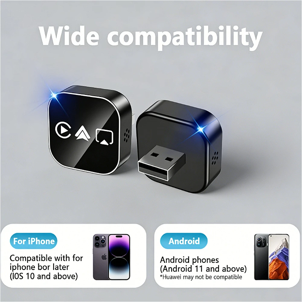 Smart Car Interconnection Box 4 In1 Wireless Carplay For Android or IOS USB Dongle Adapter Wired Carplay To Wireless Plug