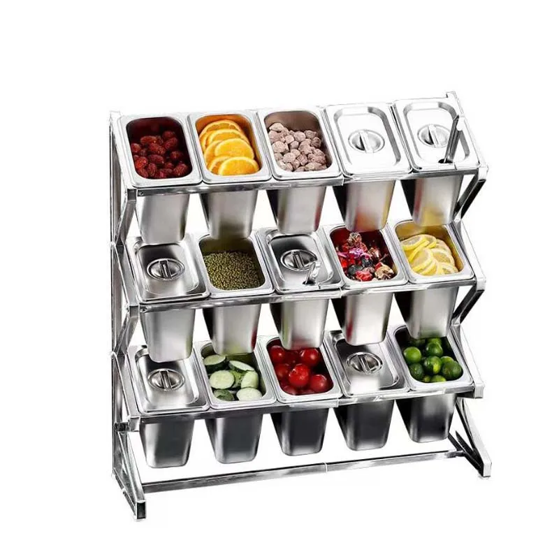 Stainless Steel Parts Basin Shelf Milk Tea Material Jam Box Special Small Material Box Rack Commercial Ingredient Box