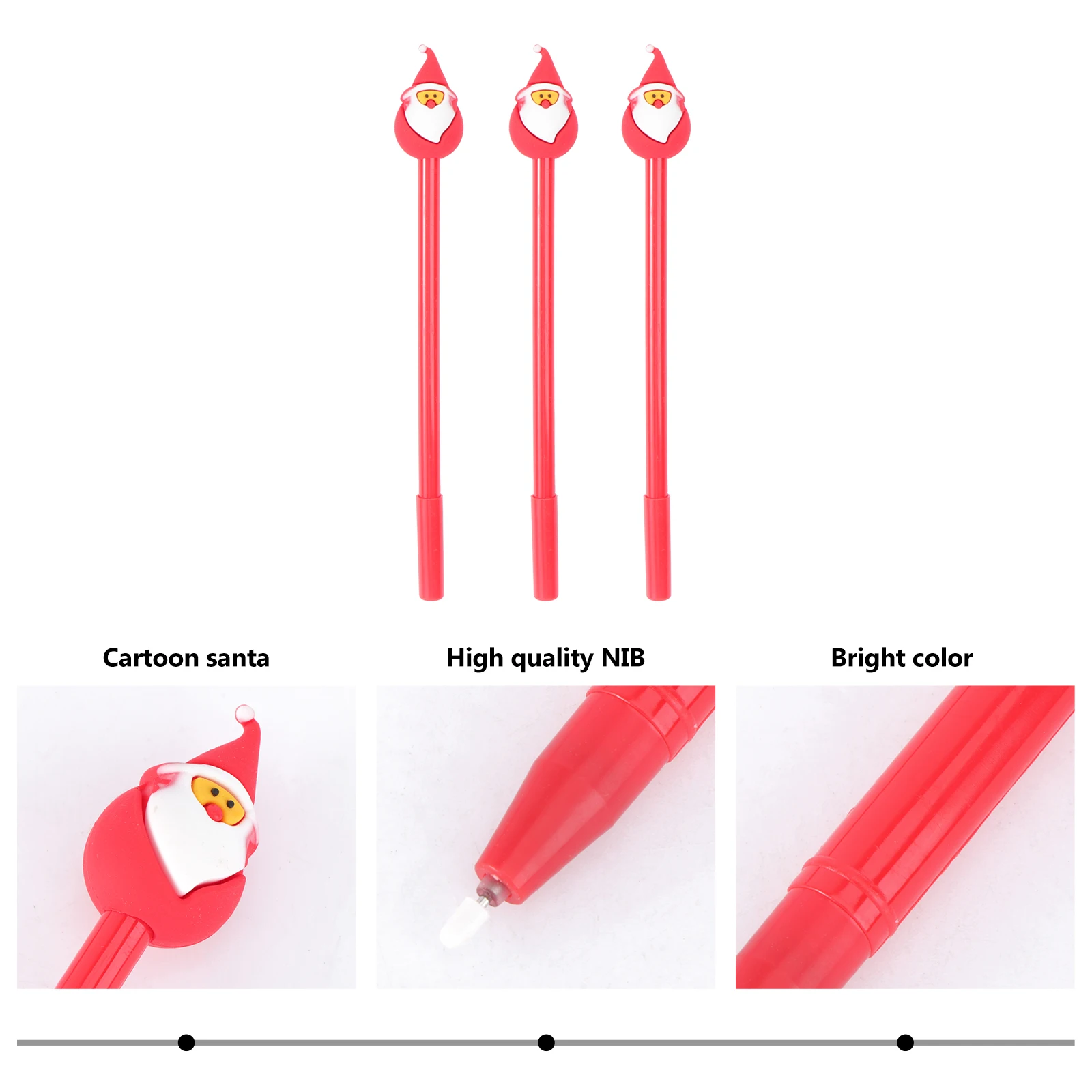 

3 Pcs Signing Pen Gift Christmas Students Stationery School Office Supplies Black Ink Pens Fountain Gel Santa Claus Writing