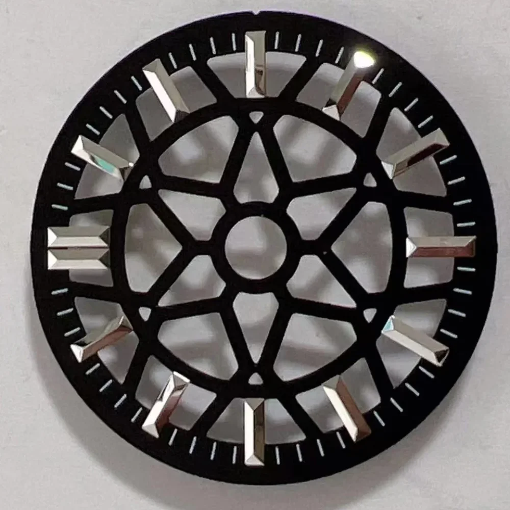 NH70 28.5mm Hollow Flower Skeleton Watch Dial for NH70/NH35/NH36 Automatic Movement Mod Accessories Green Lume Dial Face