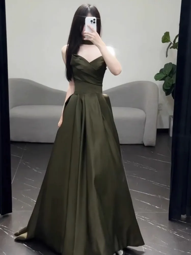 

Olive een Satin Evening Gown 2026 New High End Beautiful Svel Long Dr for Adult Ceremony And Banquet