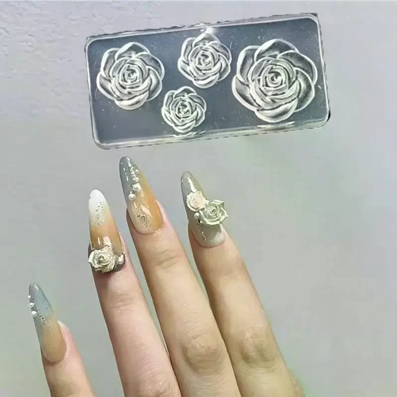 /Kuz/1Pcs 3D Rose Nail Art Silicone Mold Flower Shape Nail Carving Mould For DIY Nail Art Decoration Making Tools