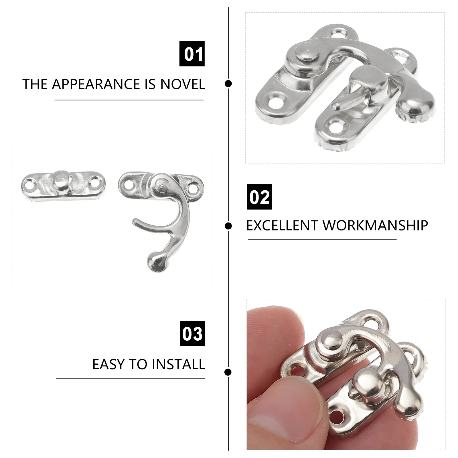 

10pcs Wooden Box Lock Accessories Heavy Duty Hinges Hasps For Jewelry Cabinet Toolbox Durable Rustproof Latch Hook Hardware