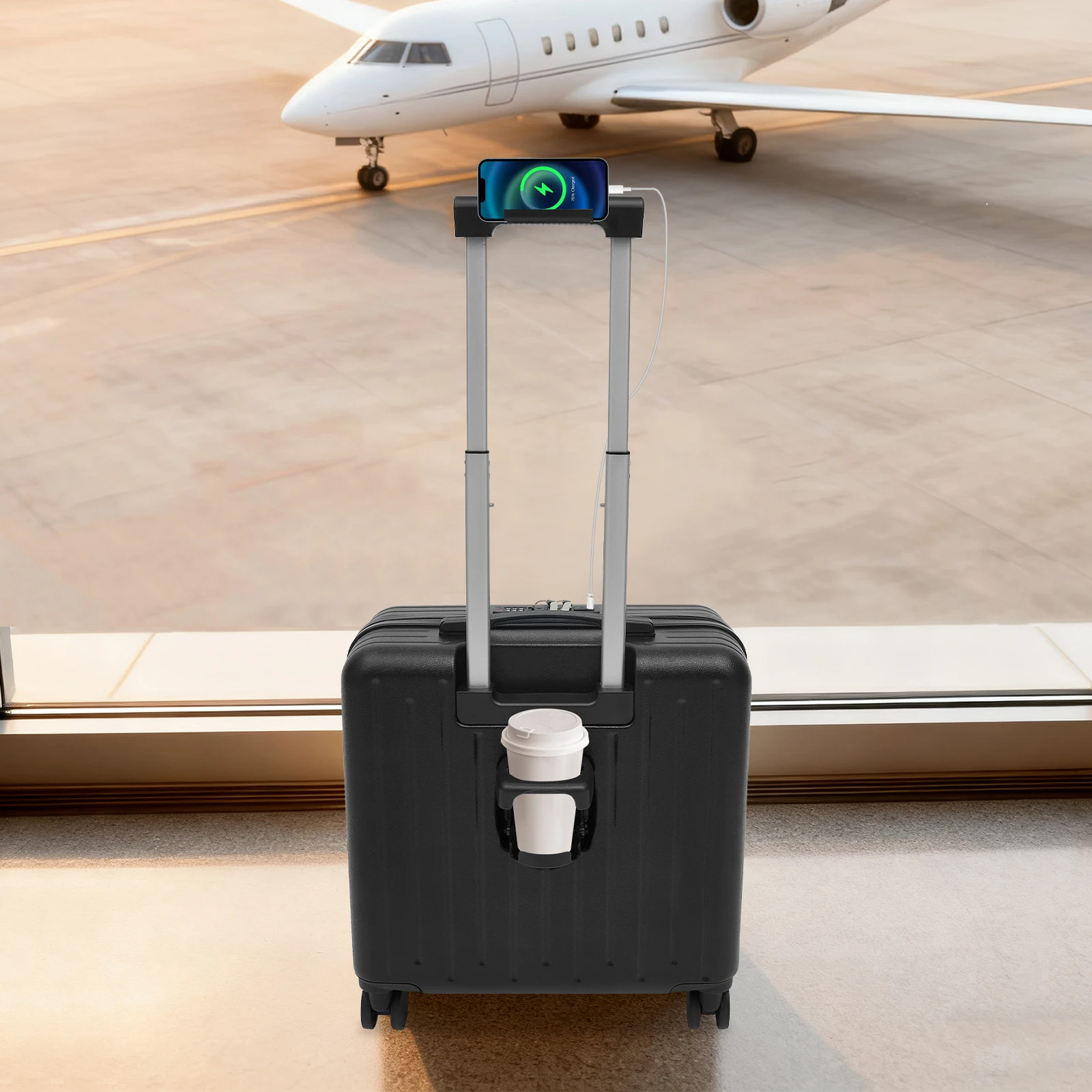 

18" Boarding Suitcase Front-opening Luggage Travel Luggage Suitcase, 50kg/110.23lbs Carry-on Case 2 Pull Rod Gears