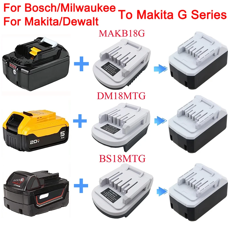 MAKB18G DM18MTG BS18MTG for Makita/Dewalt/Bosch/Milwaukee 18V Li-ion Battery To for Makita G Series Battery BL1811G BL1815G