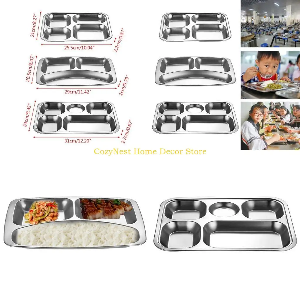 

92MF Divided Dinner Tray Stainless Steel Kids Toddlers Babies Tray BPA for Baby Girl Learning Eating Develop Training