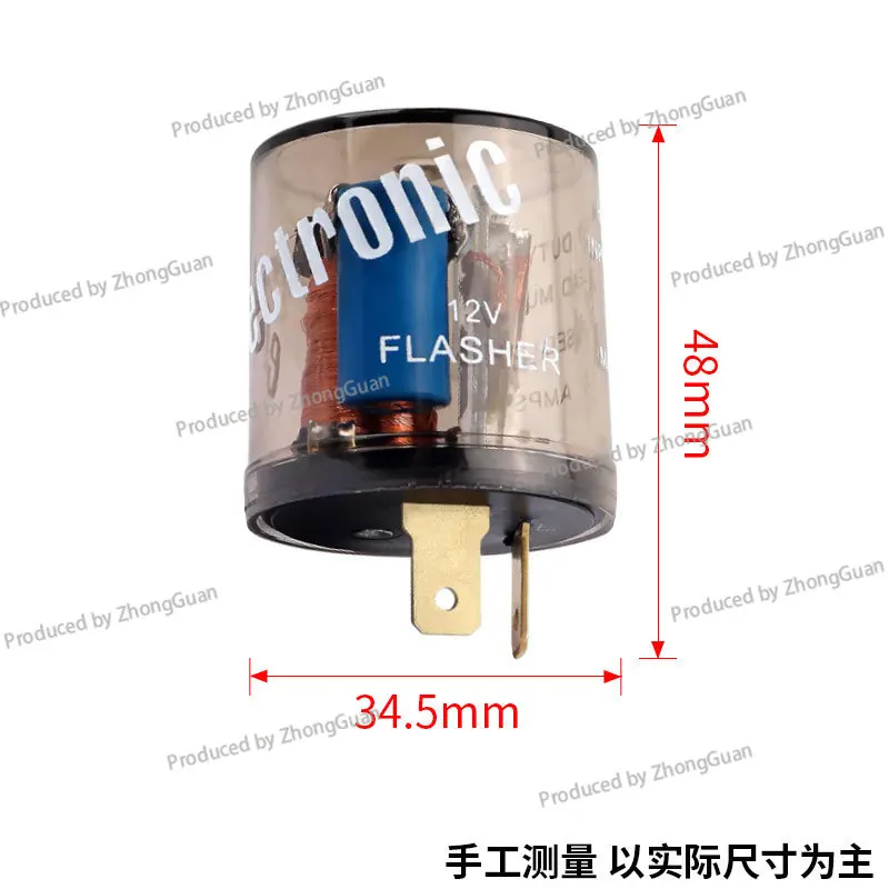 Flasher HD12 Round Shell Transparent with Wire 2-pin Car Motorcycle Electric Vehicle Flasher Without Wire