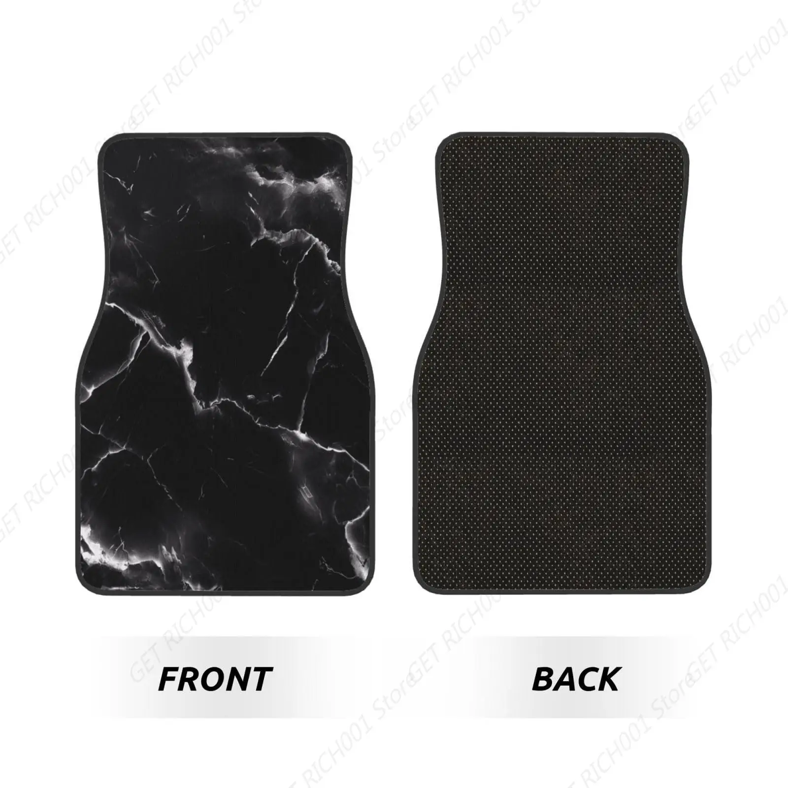 Black Marble Abstract Carpet Floor Mats For Cars, Auto Accessories Funny Car Floor Foot Mat Sets Of 4 Pieces Resistant To Dirt