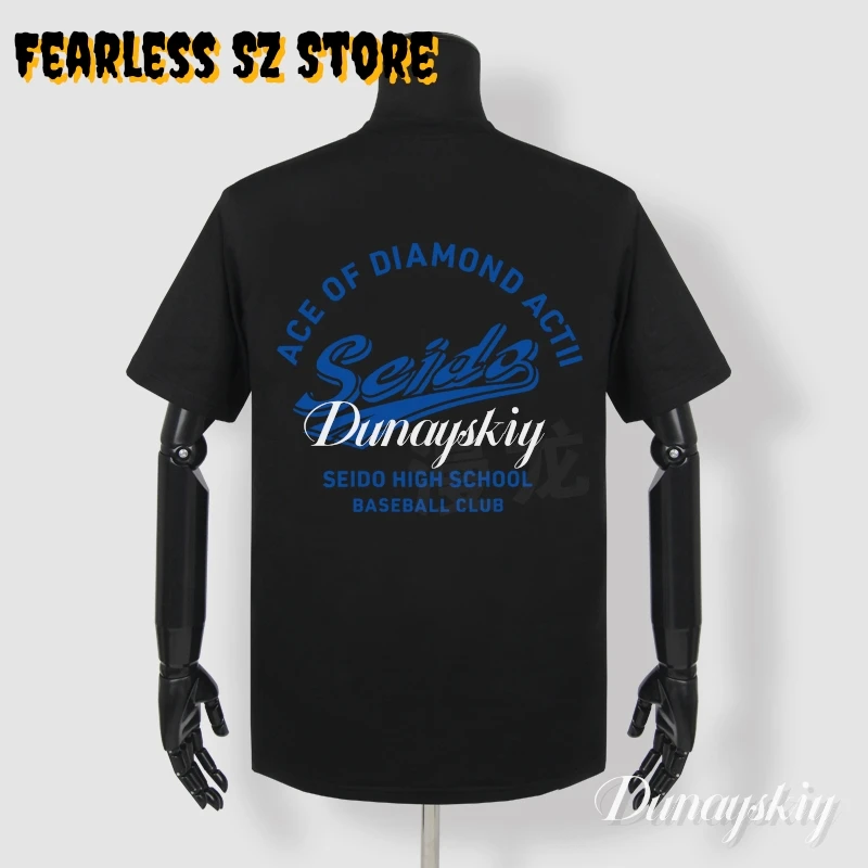 أنيمي الآس من الماس ميوكي كازويا ساوامورا إيجون تأثيري هالروينين فيزان أسود طويل وأكمام قصيرة تي شيرت مطبوع XS-XL