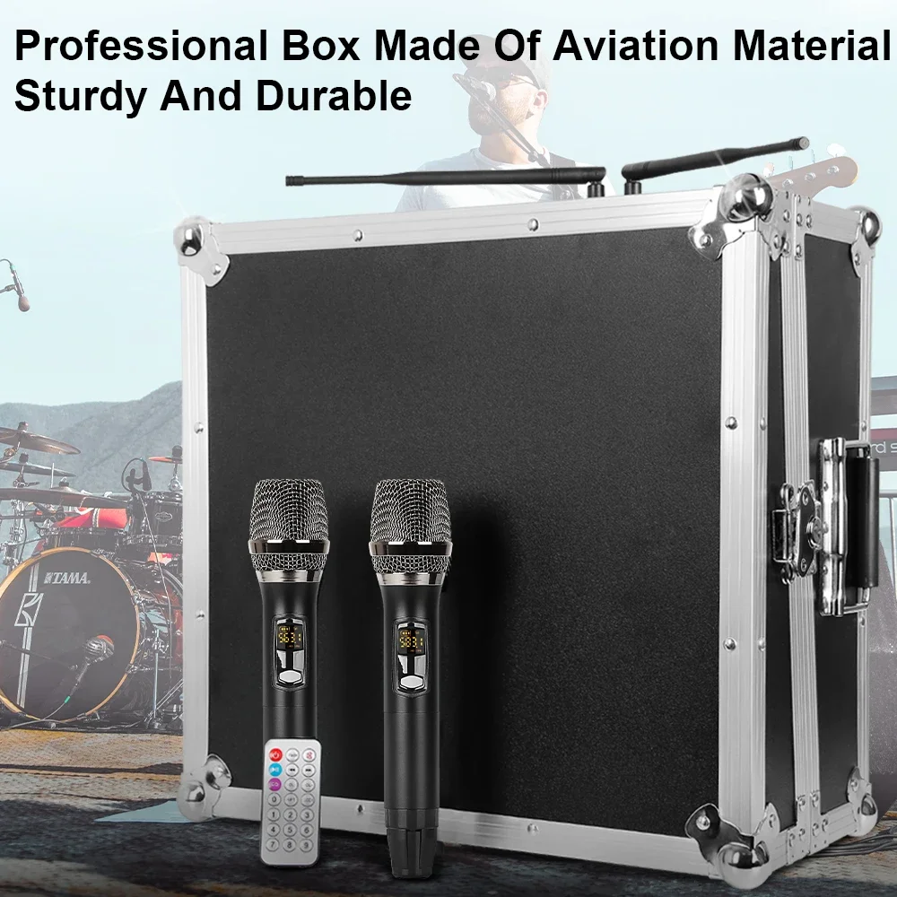 

Biner GT8M Professional 8 Channel Audio Power Amplifier With Two Wireless Microphones For Stage Wedding Powered Audio Mixer