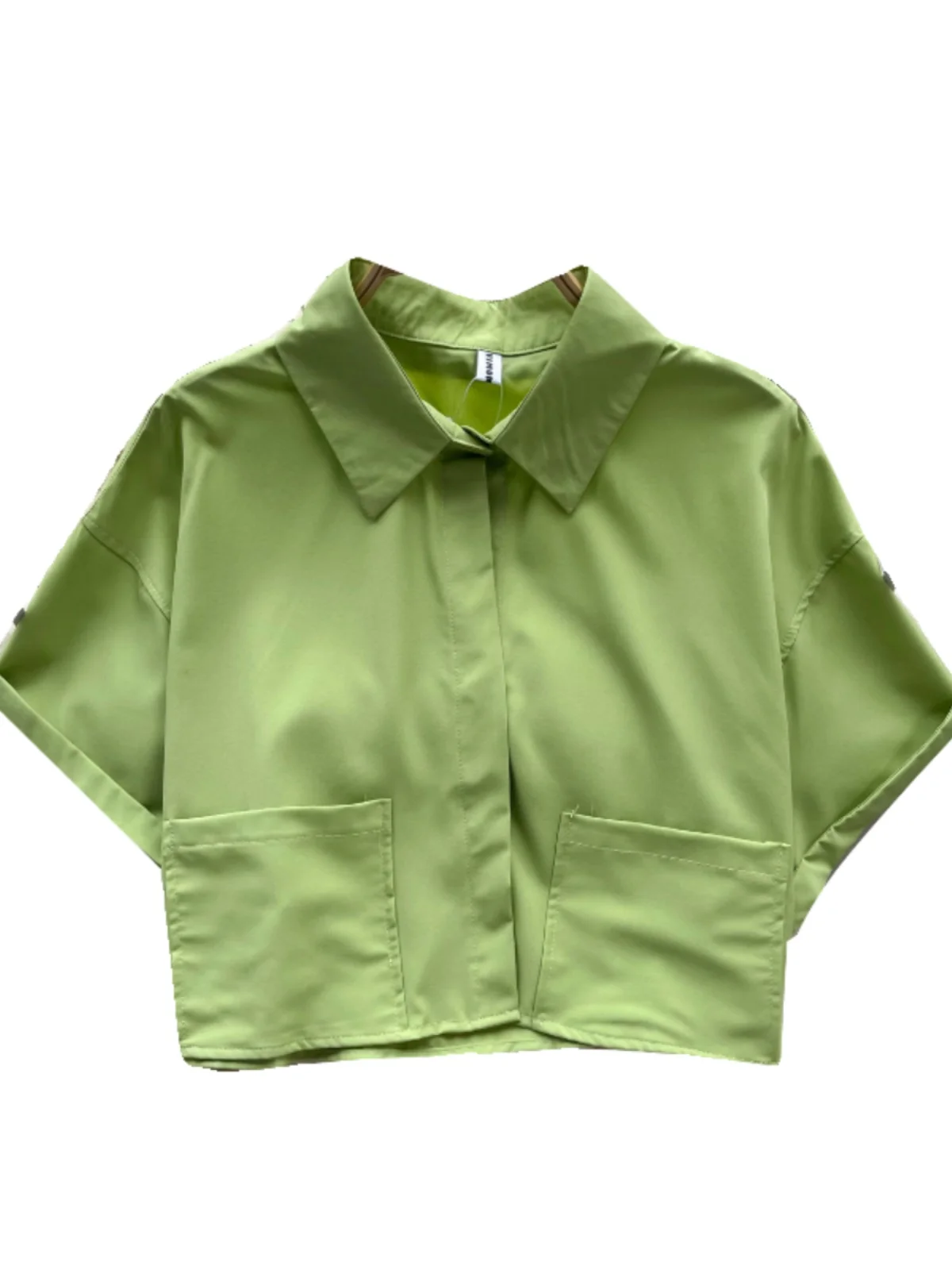 Korean Sle ort Women's irt 2025 Summer New Design Unique Chic Loose Versatile Belly Button Exposure Top Breathable Poly...