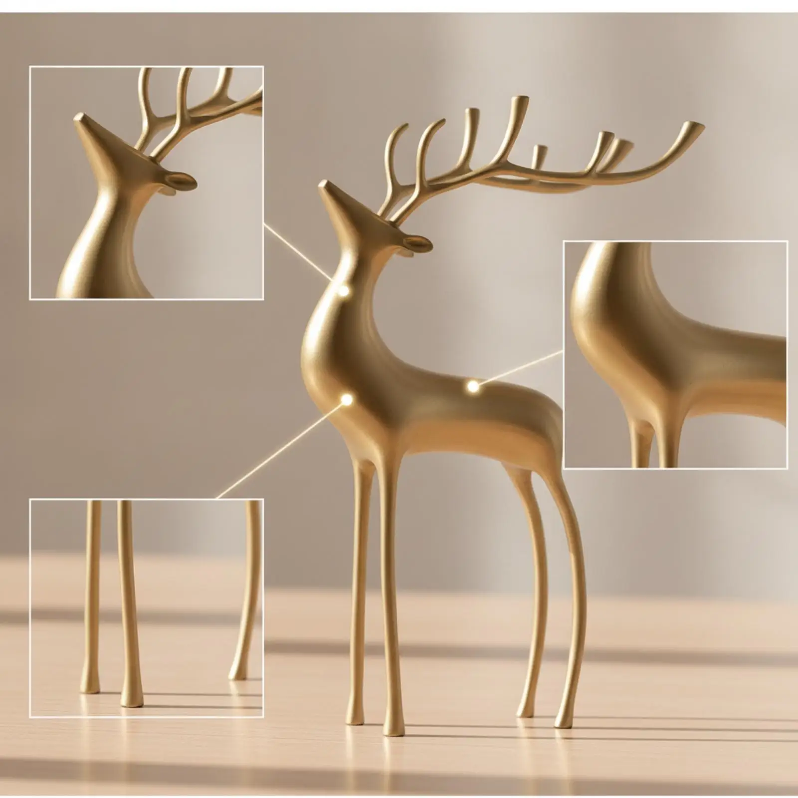 Premium Copper Deer Figurine Elegant Animal Ornament Tabletop Decor for Contemporary Classic Interiors