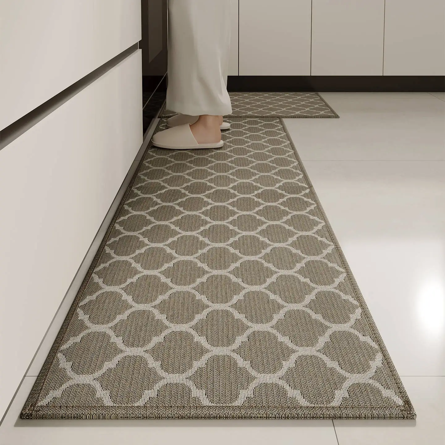 VIKAMA Flanell-Küchenteppich – lange Streifen für Wasseraufnahme und Haltbarkeit – Bodenmatte für Badezimmer-Eingangstür – Heimdekoration