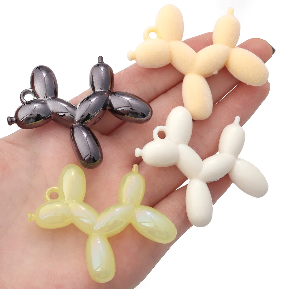 5pcs/lot Color Acrylic Bead Ballon Dog Pendant Beads for Jewelry Making DIY Phone Chain Keychain Charms Material Wholesale