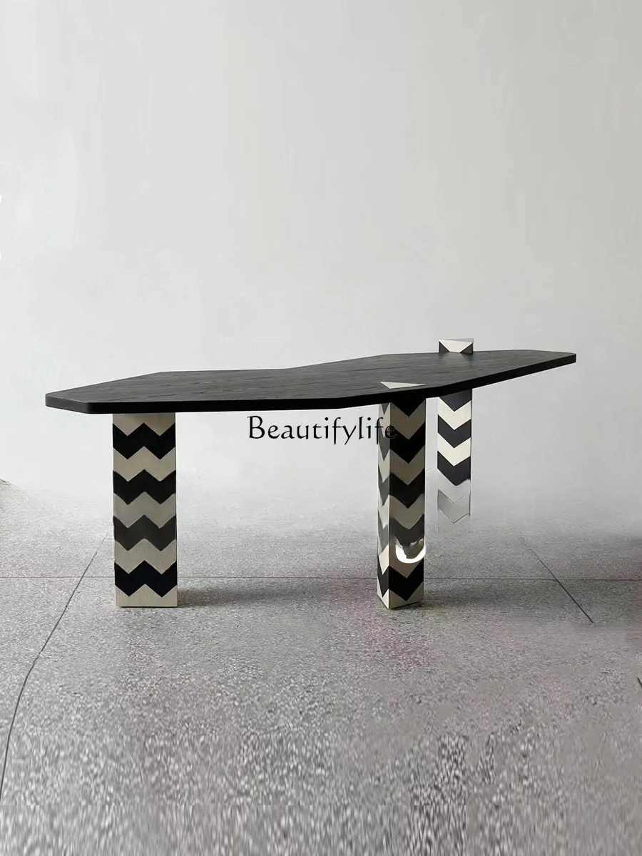 Simple Modern Solid Wood Household Dining Table Silent Style Creative Zebra Pattern Desk