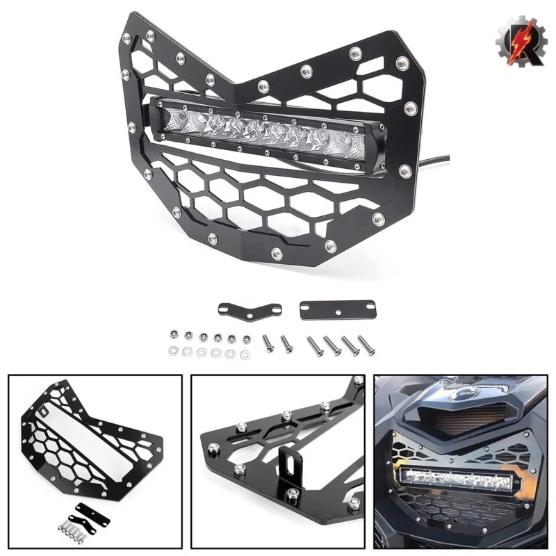 High-quality product suitable for Can-Am Maverick X3 front bumper mesh grille with LEDwhite light stripNW-RZR-022The best option