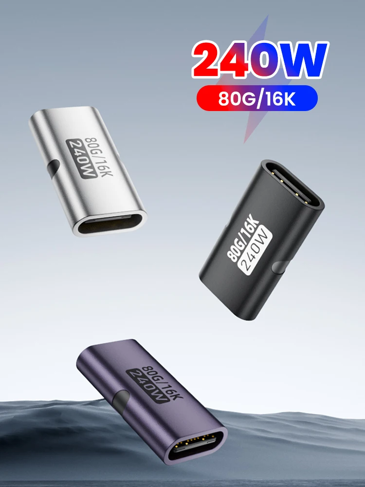 Konwerter PD 240W USB C na USB C do szybkiego ładowania, adapter danych USB C o wysokiej prędkości 80 Gbps do Macbooka, projekcja wideo 16K@60Hz — 2