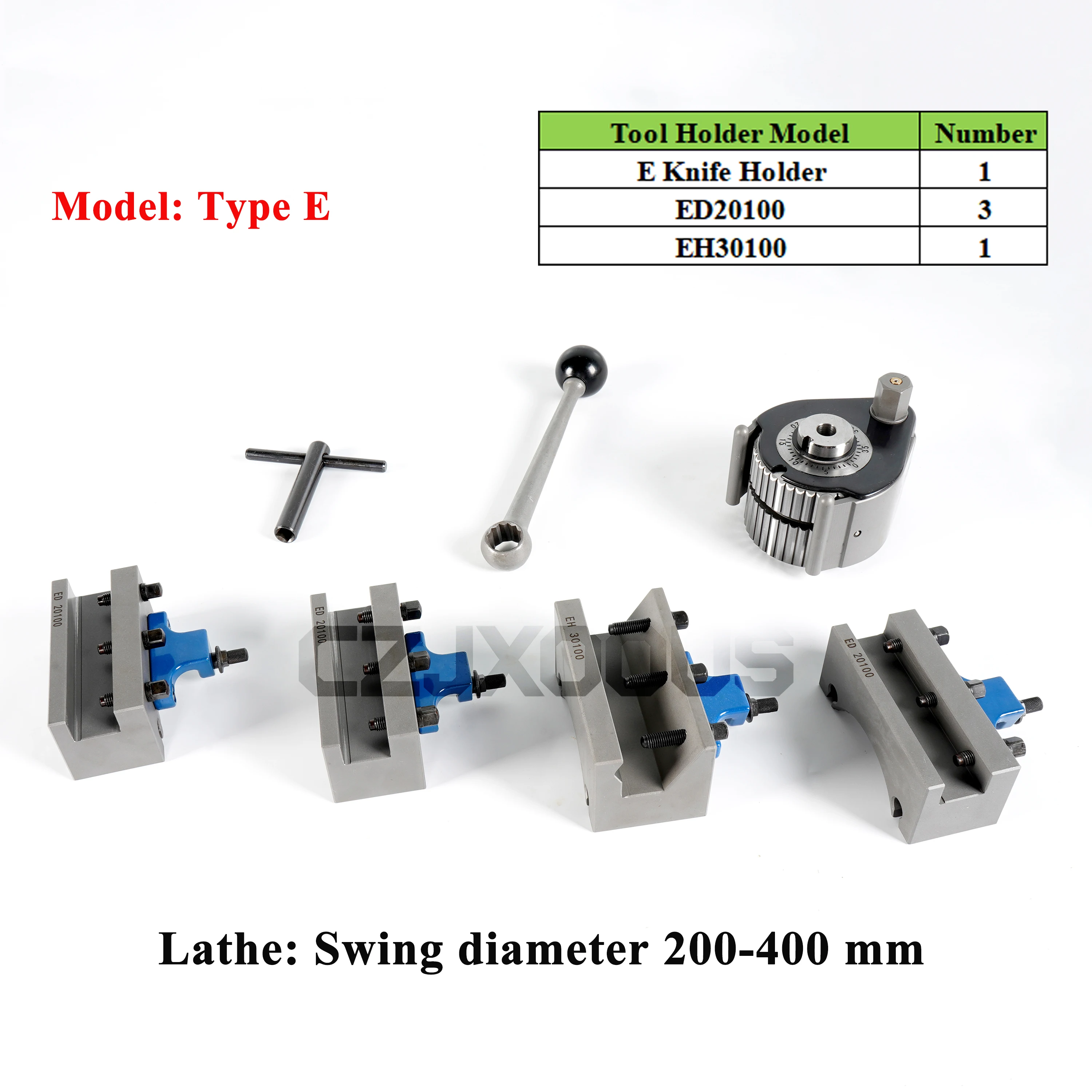 CZJXOOUS 45# Steel E Type European Quick‑Change Tool Post Lathe Quick Change Tool Holder for 200-400mm Swing Diamete Lathe  