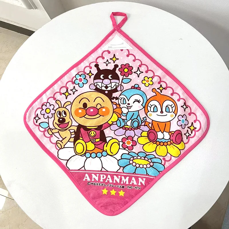 Anpanman Cartoon asciugamano Kindergarten Square Wipe asciugamano per il viso Super Cute Children scrivi nome asciugamano in cotone bambini