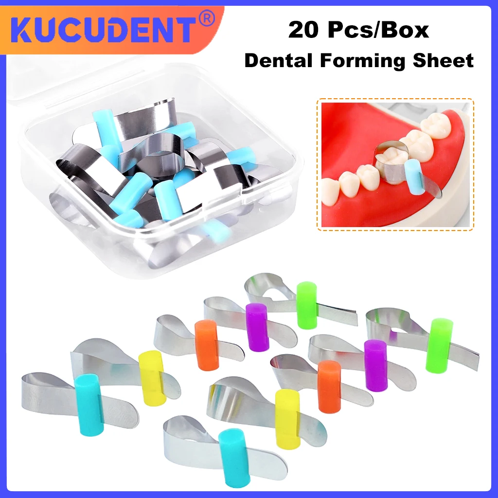 20Pcs/Box Dental Forming Sheet Orthodontic Sectional Contoured Metal Matrices Polyester Dental Matrix Bands Dentist Materials