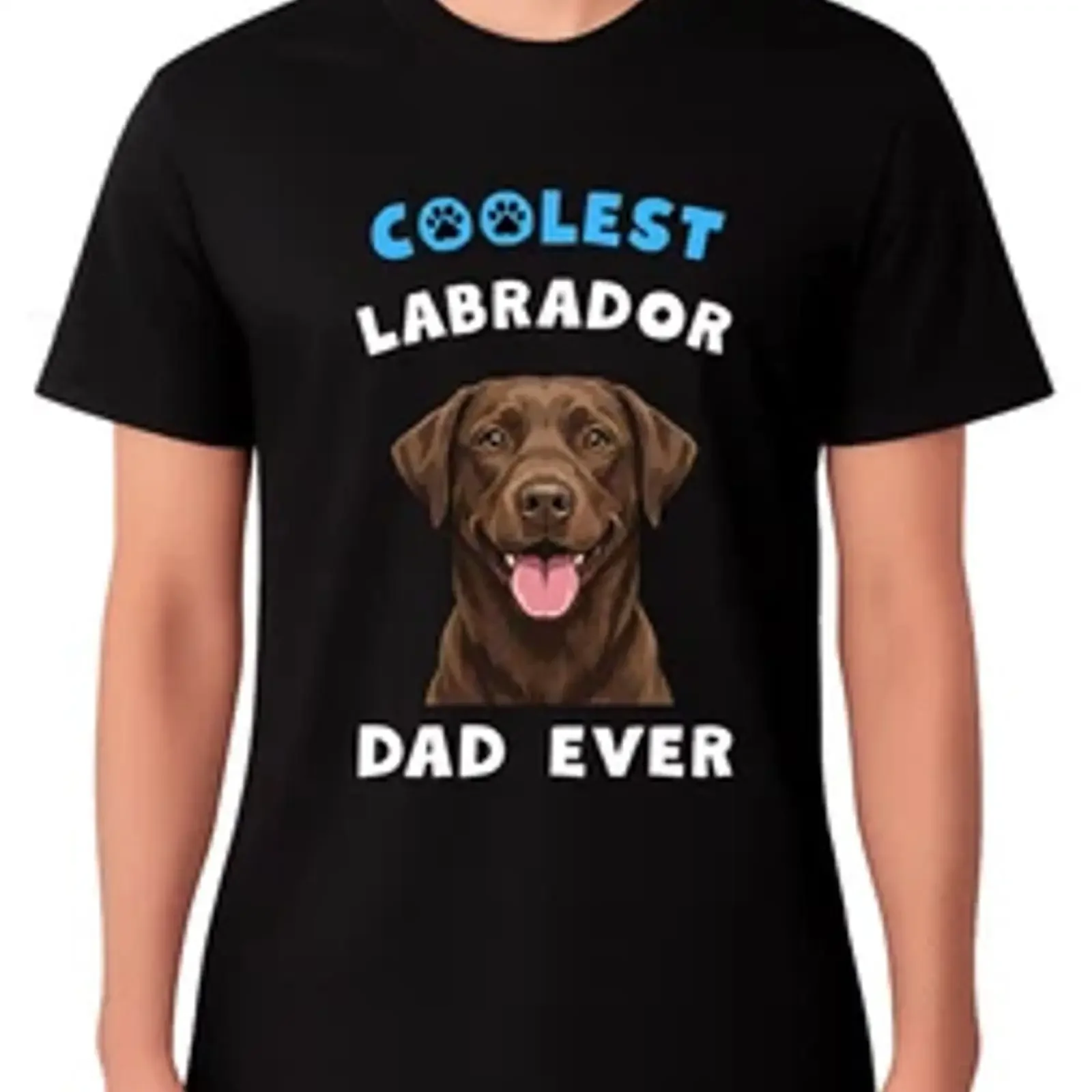 Coolest Chocolate Labrador Dad Ever T Shirt Dog Lover Men's vintage Washed Stretched Top For Everyday Wear homme streetwear