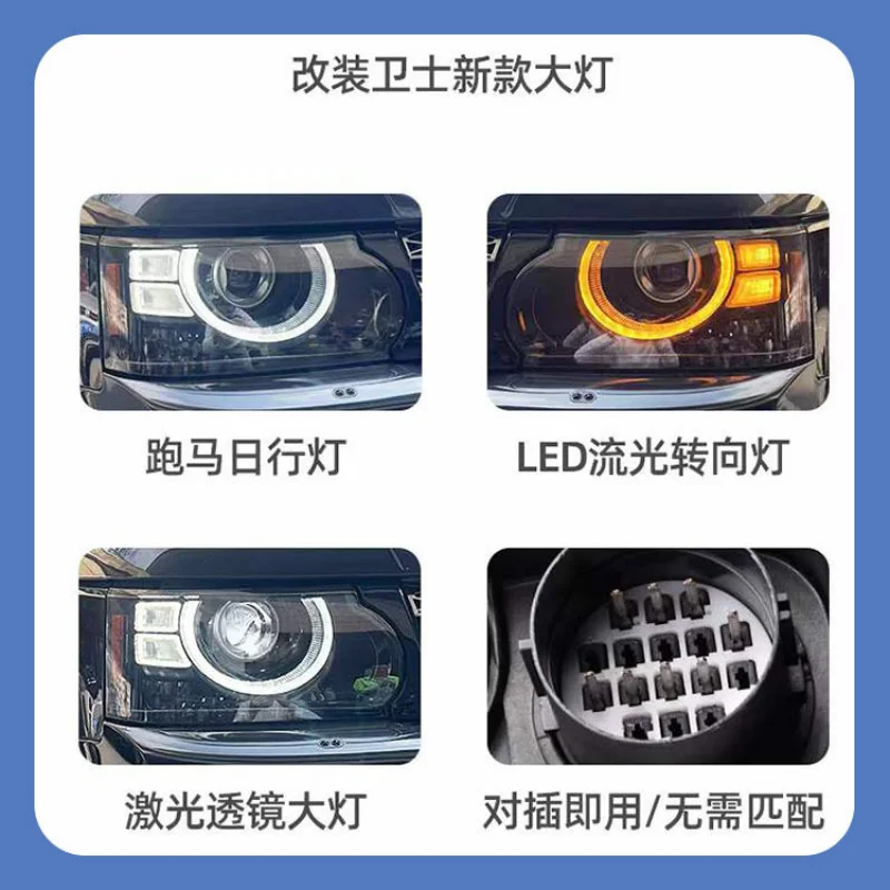 

SAARSAAR Suitable for Land Rover Discovery 4 Headlight Assembly 10-16 Modified Defender Style Front Light LED Daytime Runnin