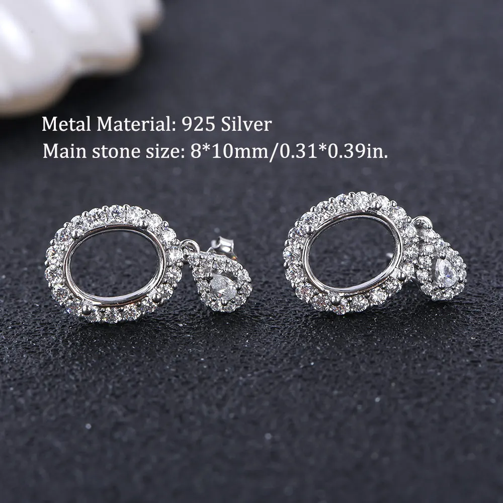 8x10mm Exquisite Earring Settings, S925 Sterling Silver, Suitable for Handmade DIY Women's Earrings