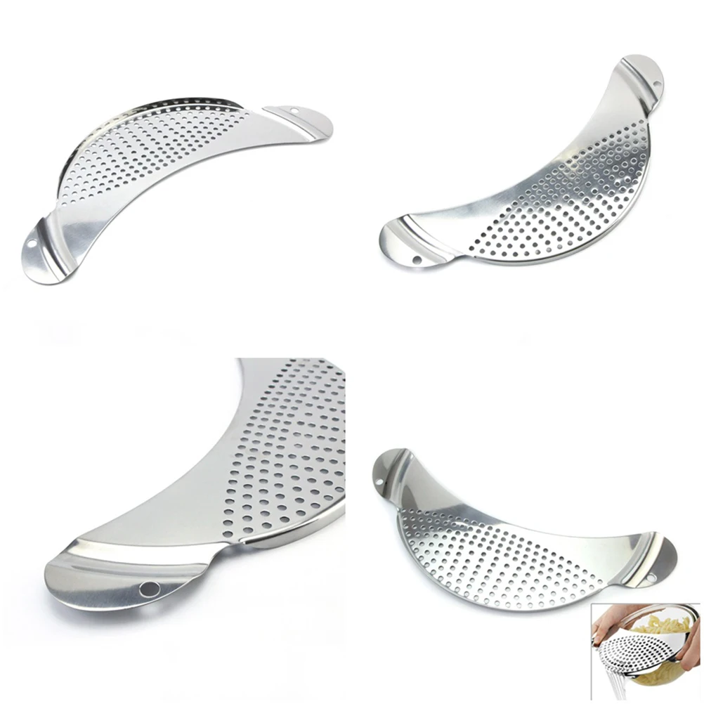 

2PCS Pot Strainer Stainless Steel Heavy Duty Large Handle Pan Drainer Corrosion Resistant Kitchen Filter for Rice
