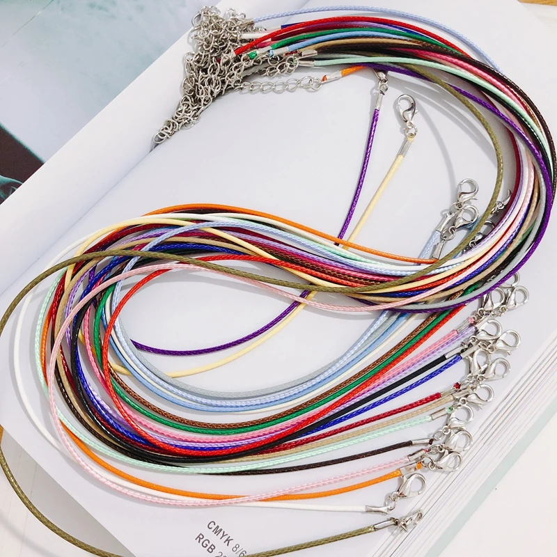 Handmade Adjustable Multicolors Leather Cord Lobster Clasp Chain Pendant Necklace Charms for Jewelry Finding 10pcs/lot 50cm