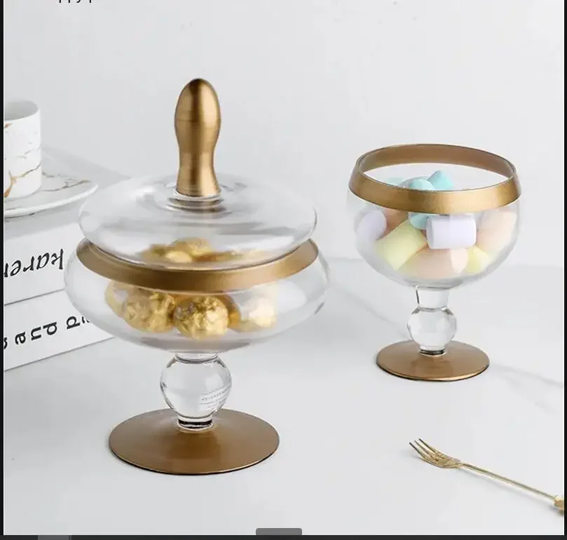 

Tall Feet Glass Candy Jar Phnom Penh Transparent Glass Jar Storage Tank Dessert Plate Fruit Plate Snack Tray Dried Fruit Box