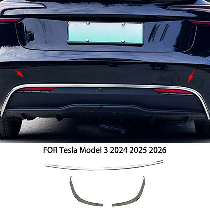 

Car accessories FIT FOR Tesla Model 3 2024 2025 2026 stainless steel Rear Bumper Cover Protect Molding Strip Trim