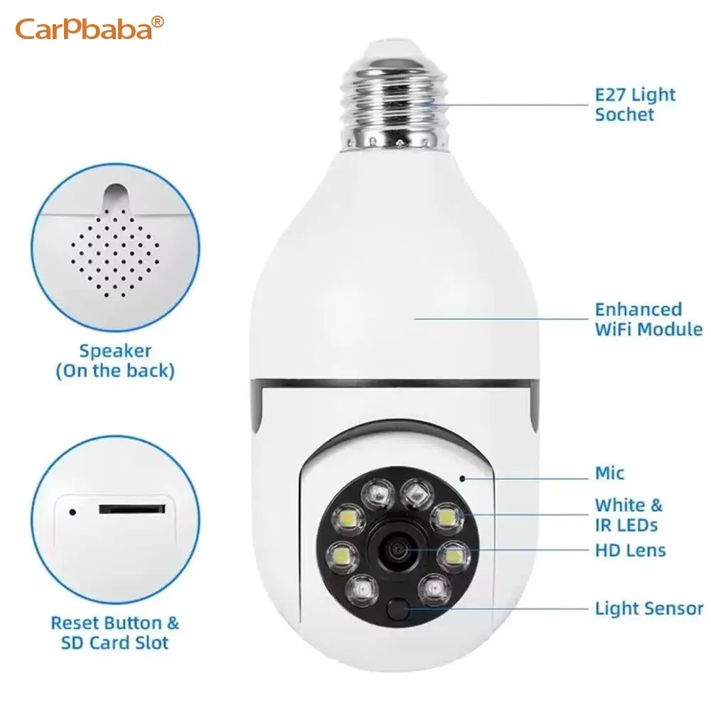 2.4G Wifi IP E27 Bulb Surveillance Camera Night Vision Wireless Home Camera 2MP CCTV Video Security Protection Baby Mini Cam