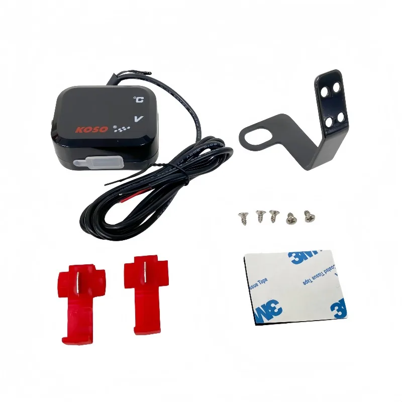KOSO Water Temp Meter Voltmeter Gauge Motorcycle Phone USB Charger Charging 3 in 1 Waterproof LCD Digital Display