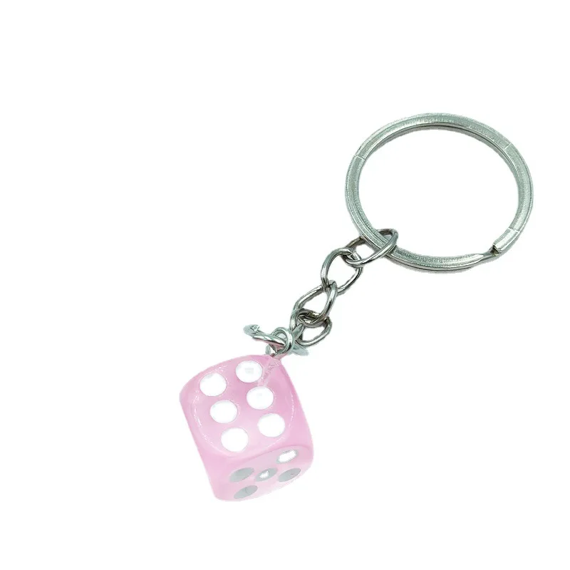 Simulation Color Dice Keychain Resin Solid Color Three-Dimensional Mini Mahjong Dice Pendant Jewelry Accessories