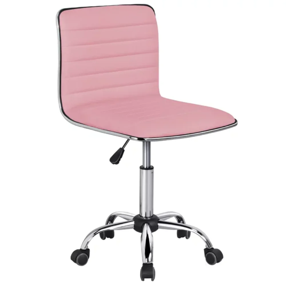 Modern Adjustable Armless Soft Faux Leather Rotating Office Chair, 19.00 X 19.00 X 31.00 Inches