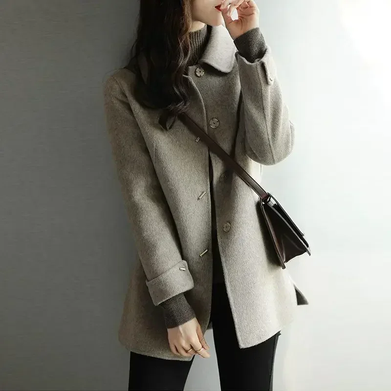 Wool Coat Elegance Coats and Jackets Women New In Autumn Winter Jacket Women Korean Style Long Sleeve Office Lady Trench Coat