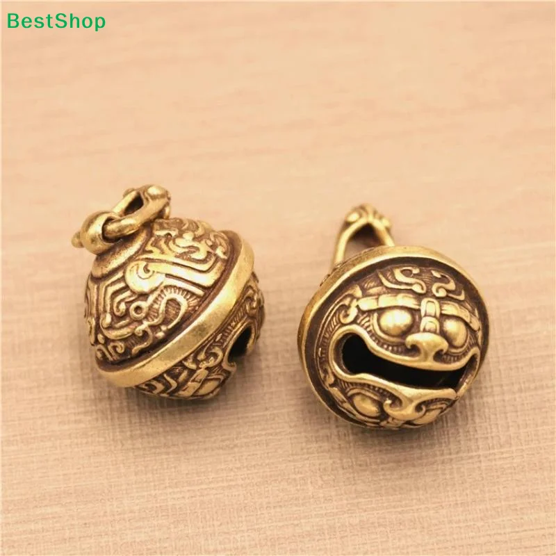 ✔Vintage Brass Taotie Pure Copper Gluttonous Bell Car Key Chain Pendant Small Pendant Men And Women