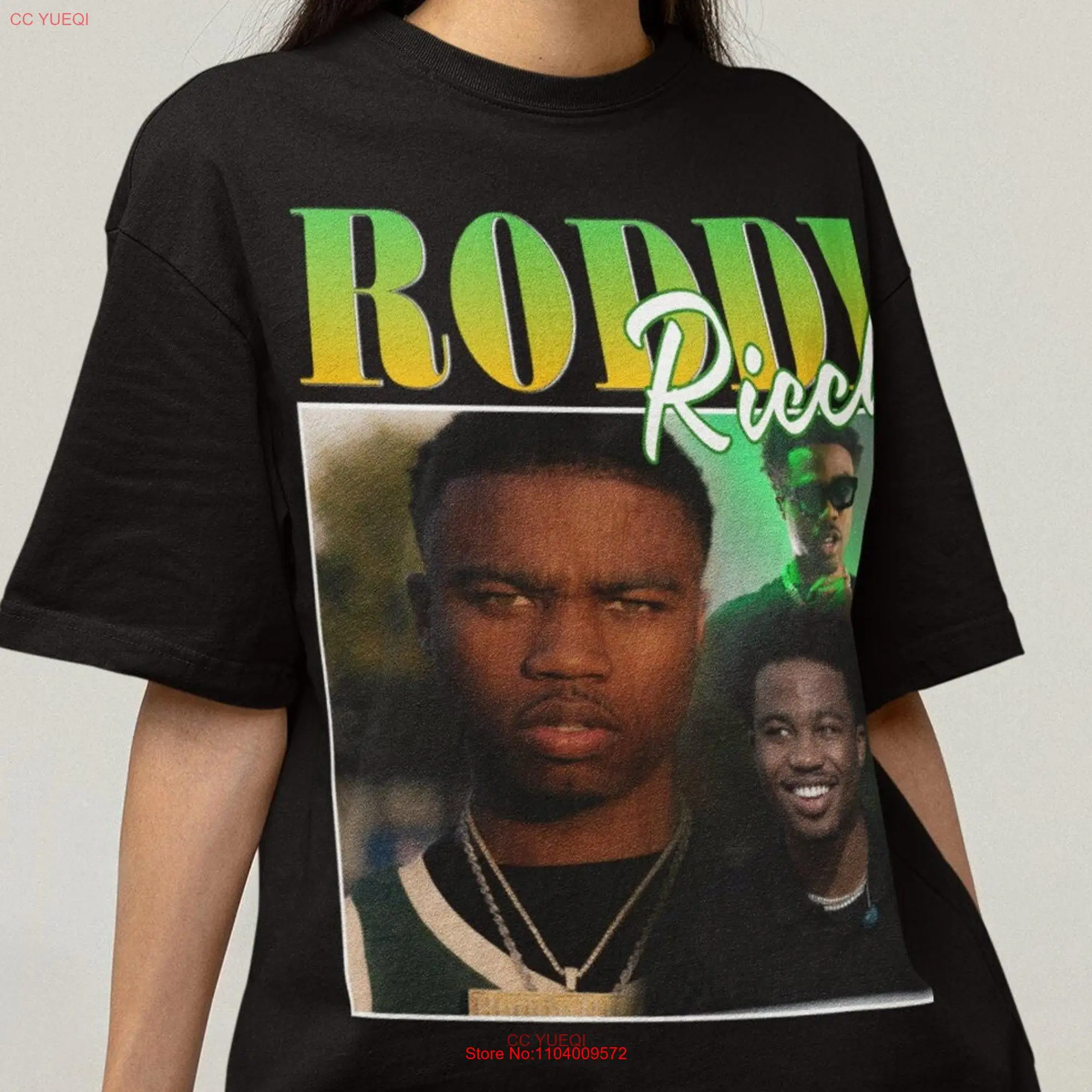 Винтажная Футболка Roddy Ricch с принтом рэпера, длинным рукавом и коротким рукавом для концерта