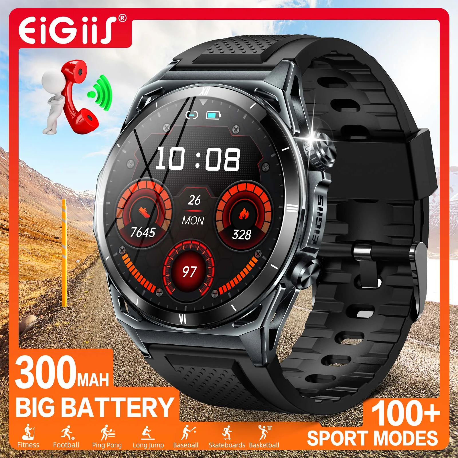 Eiyis novo relógio inteligente ke6 1.43 "amoled display masculino preto relógio esportivo ke série bluetooth chamada monitor de saúde ip68 à prova dip68 água