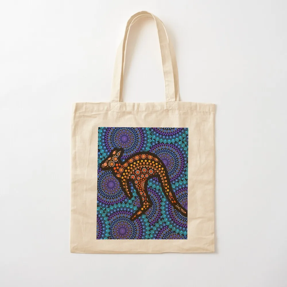 Aboriginal Art Aborigine Australian Indigenous Aboriginal Flag Aboriginal Bigambul Dots Orange Circle Blue Kangaroo Day Tote Bag