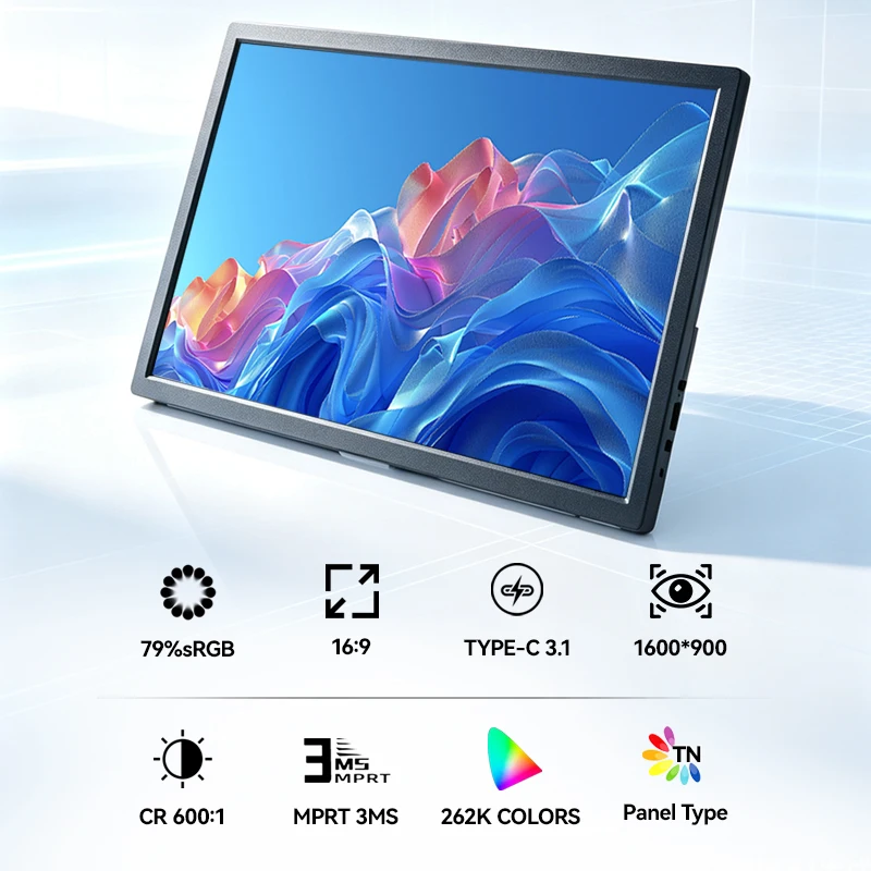 17.3 Inch Portable Monitor 1600*900 16:9 250cd/  Gaming Computer Expand Display pc Raspberry For XBox PS4/5 SwitchLoptop79%sRGB