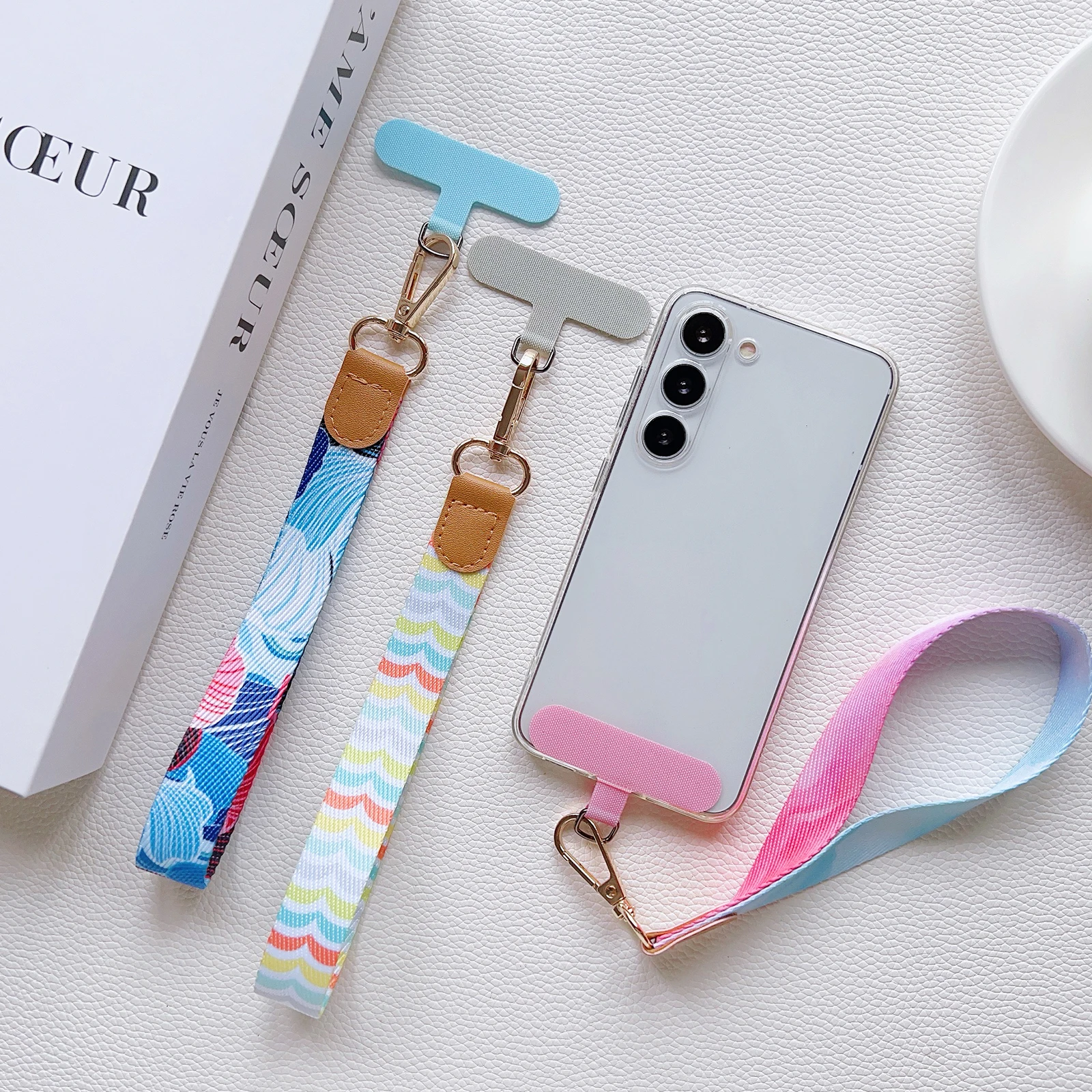 

Portable Patterned Leather Mobile Phone Universal Lanyard, Wrist Short Lanyard, Water Cup, key, Bag Anti-Loss Lanyard