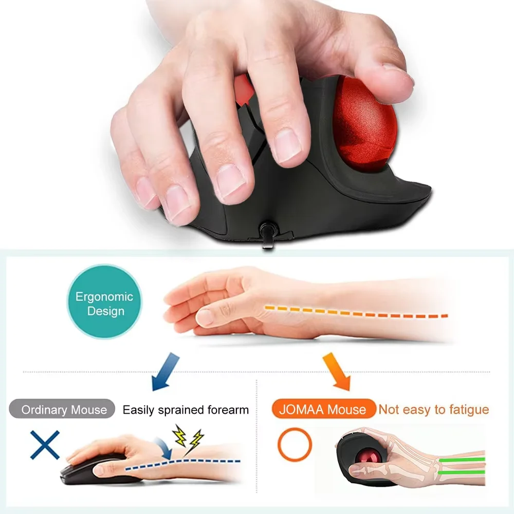 เมาส์แทร็กบอลแบบมีสาย JOMAA, เ - Ergonomic Mouse Trackball Thumb บทวิจารณ์และราคา