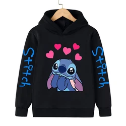 90s Y2k Anime Stitch Hoodie Children Cartoon Clothes Kid Girl Boy Lilo and Stitch Sweatshirt Manga Hoody Baby Casual Top