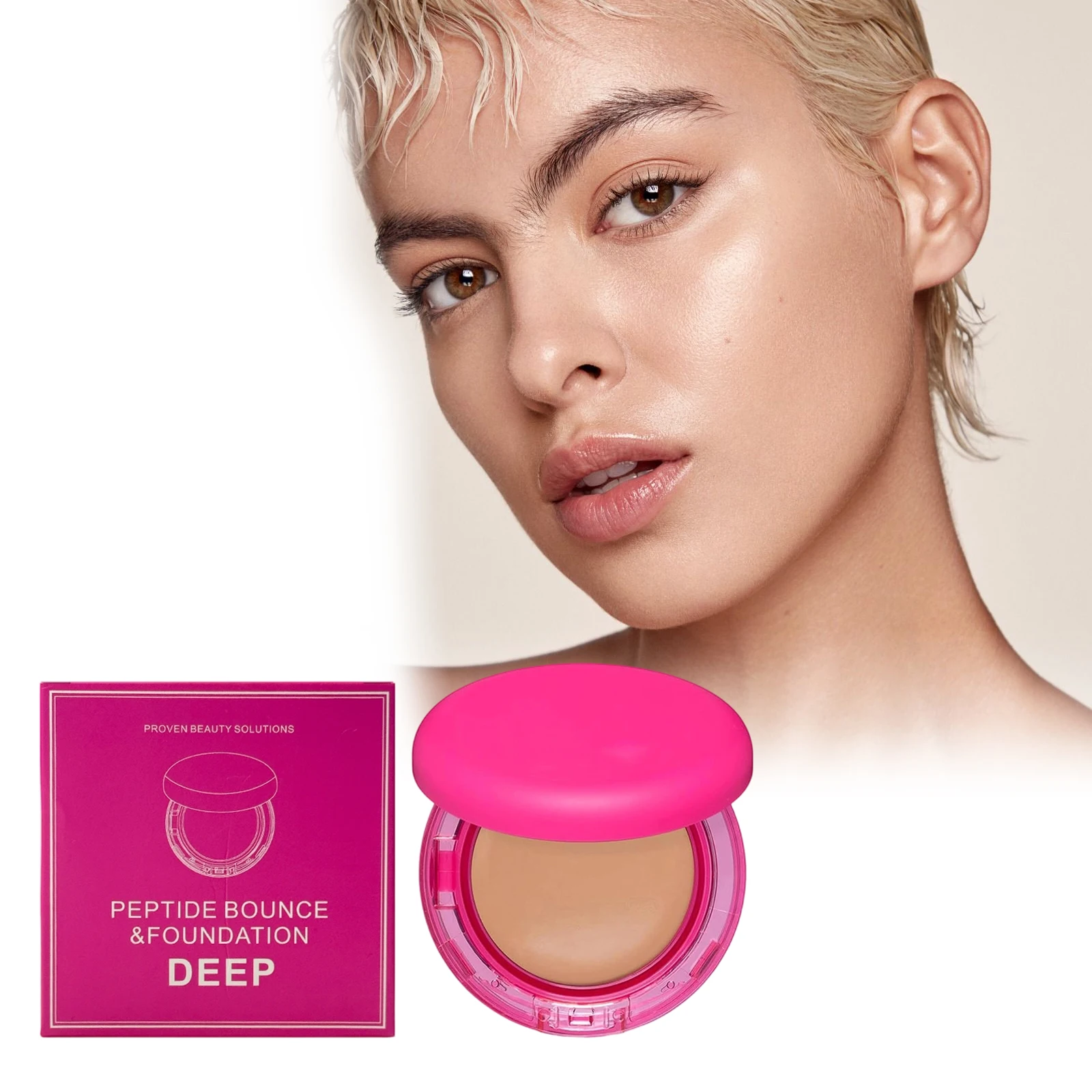 

Peptide Bounce Balm Foundation Hydrating Full Concealer Coverage Skin Brightening Fade Fine Lines Age-Defying Makeup Base Cream