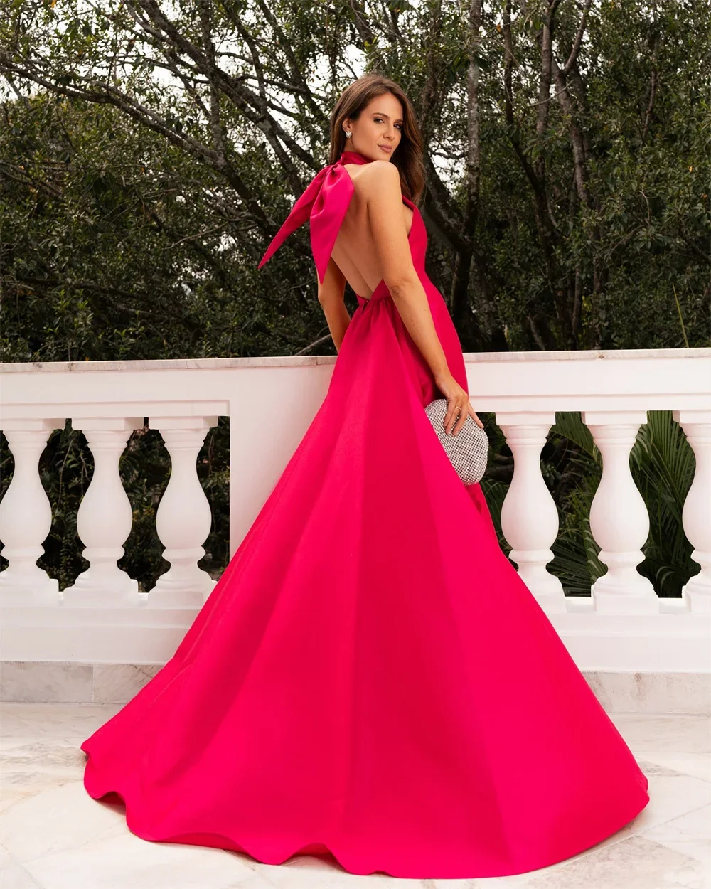 Abiti da ballo a sirena con collo alto rosso personalizzato Abiti da festa senza schienale Abiti lunghi fino al pavimento Abito da sera elegante