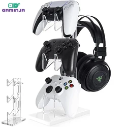 GAMINJA Acrylic Clear Controller Display Stand Compatible with PS5 PS4 Nintendo Switch Xbox Game Controller Holder Headphone Hol