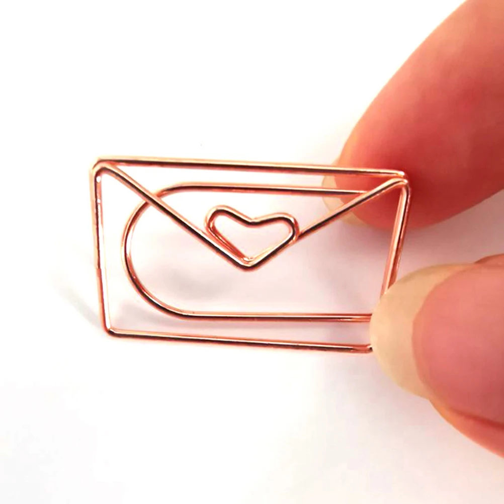 

12pcs Rose Gold Paper Clips Cartoon Design Creative File Clamps Office School Supplies Envelope Bookmark Holder Metal