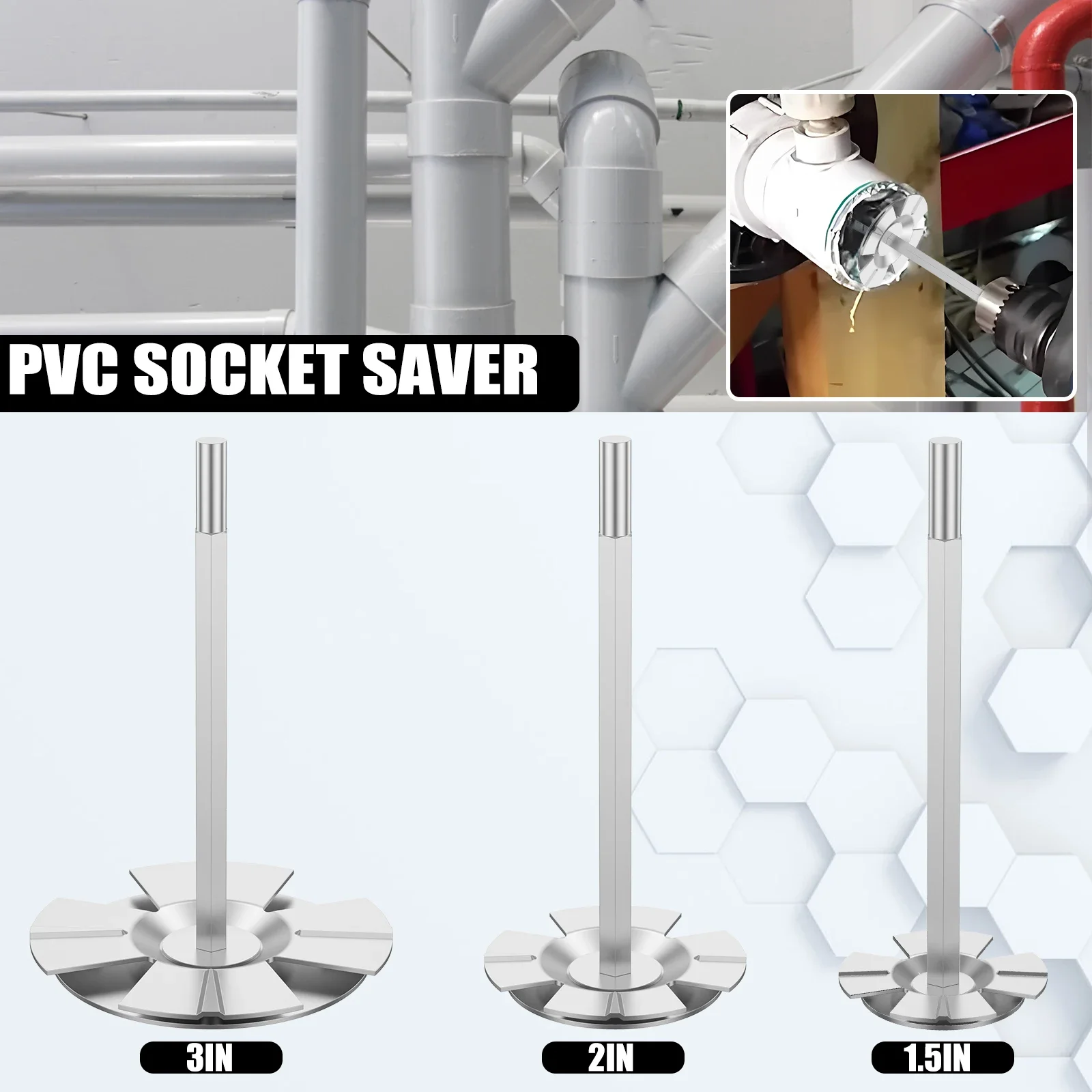 Outil de coupe d'alésoir de conduit en PVC, économiseur de prise de raccord, raccord de vaccination, perceuse électrique à vitesse variable, 1.5 po, 2 po, 3 po, 1 po, 2 po, 3 po